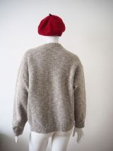 Pull grosse maille torsadée gris chiné vintage YSL 80's