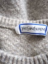 Pull grosse maille torsadée gris chiné vintage YSL 80's