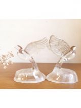 Couple colombes en cristal d’arques vintage 
