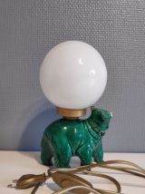 lampe ours verte et or en céramique avec globe opaline