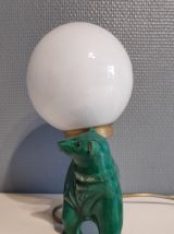 lampe ours verte et or en céramique avec globe opaline