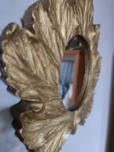 miroir feuille dorée mural en résine