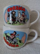 6 Mugs vintage Egypte, Mobil, Porto, 1989,Corse