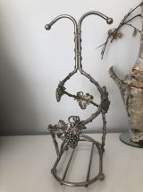 Double porte bouteilles en métal argenté 