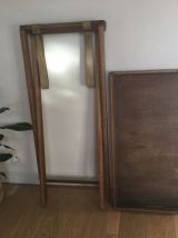 Table desserte  vintage pliante en bois plateau amovible 