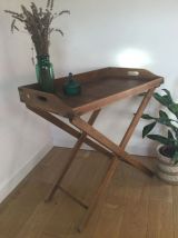 Table desserte  vintage pliante en bois plateau amovible 