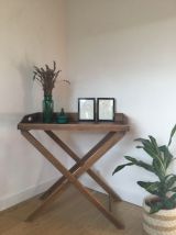 Table desserte  vintage pliante en bois plateau amovible 