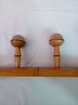 Porte manteau mural à 4 patères en bois tourné façon bambou