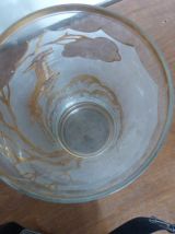 RARE Ancien vase verre dépoli dorure signé Mesnil année 30 