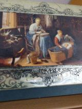 BOITE ANCIENNE METAL "50"  Décor 18 ième 