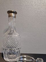carafe en cristal ciselé et argent avec bouchon