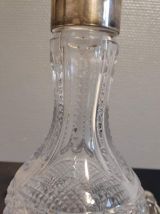 carafe en cristal ciselé et argent avec bouchon