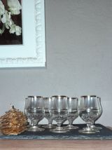 Carafe et verres liqueur traits dorés 