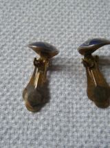 Boucles d'oreille à clips Emaux  bleu Vintage 80'S 