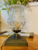 Lampe sur pied bronze &amp; verre vintage