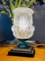 Lampe sur pied bronze &amp; verre vintage