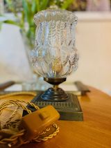 Lampe sur pied bronze &amp; verre vintage