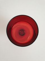 6 coupes à champagne rouge rubis cavalier - vintage Luminarc