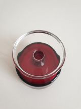 6 coupes à champagne rouge rubis cavalier - vintage Luminarc