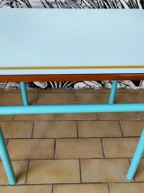 Pupitre formica bleu bureau écolier vintage années 60