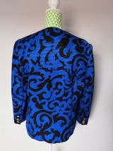 Veste vintage bleue et noire boutons cuivre