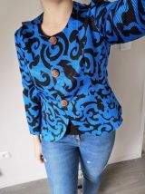 Veste vintage bleue et noire boutons cuivre