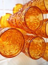 Six flûtes à champagne Empoli oranges vintage 50's 60's