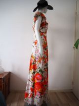 Longue robe de hippie col pelle à tarte vintage 70's