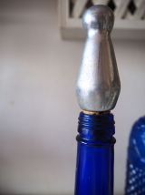 Lot de deux bouteilles en verre bleues italiennes Empoli 