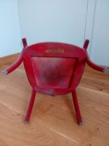 Fauteuil chaise enfant Japy en bois courbé laqué roug
