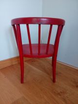 Fauteuil chaise enfant Japy en bois courbé laqué roug