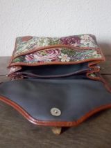 Sac à main tapisserie canevas et cuir - vintage 