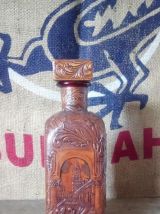 Ancienne bouteille d'alcool en verre et cuir - Cordoba 