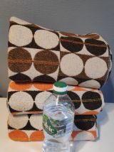 rideaux imprimés orange et marron vintage