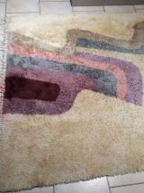 tapis laine beige  1960 a 1970 pop art  , style  rya ,desso 