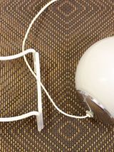 LAMPE VINTAGE SPHÉRIQUE OPALINE BLANC – 1970. REF BULLE 