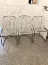 Lot 3 chaises en fer années 70