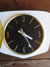 Horloge vintage, pendule murale "Mauthe Blanche et Noire"