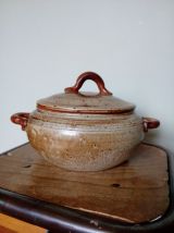 Pot couvert soupière céramique mouchetée