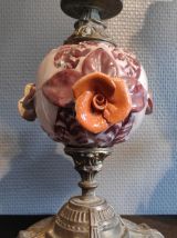 lampes laiton et céramique avec tulipes verre dépoli blanc