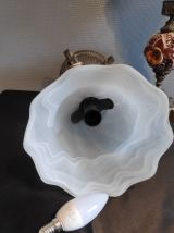 lampes laiton et céramique avec tulipes verre dépoli blanc