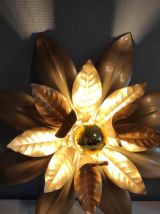 appliques murales feuilles en métal doré