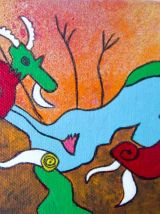 Peinture toile carrée petit format Décoration murale colorée