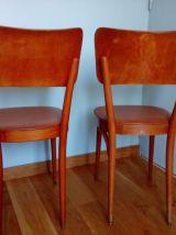 Chaises Baumann 1963 bois courbé et skaï simili-cuir