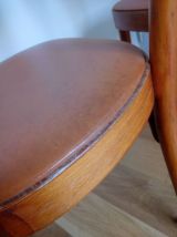 Chaises Baumann 1963 bois courbé et skaï simili-cuir