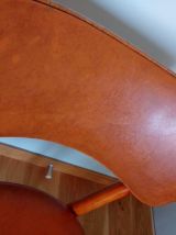 Chaises Baumann 1963 bois courbé et skaï simili-cuir