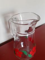 Pichet ou carafe en verre motifs floraux 