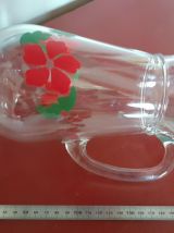 Pichet ou carafe en verre motifs floraux 