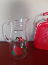 Pichet ou carafe en verre motifs floraux 