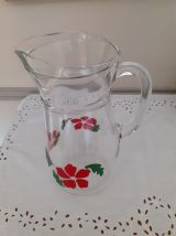 Pichet ou carafe en verre motifs floraux 